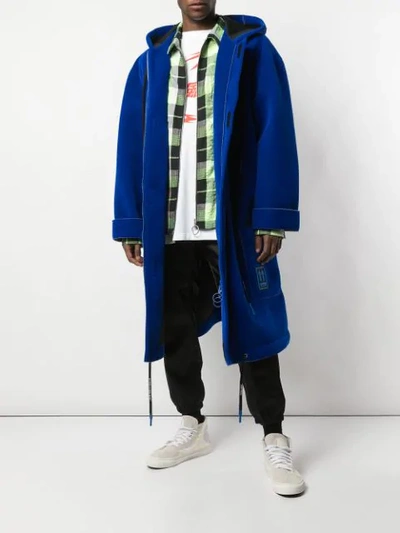 Cobalt Neoprene-backed Velvet Parka In Blue