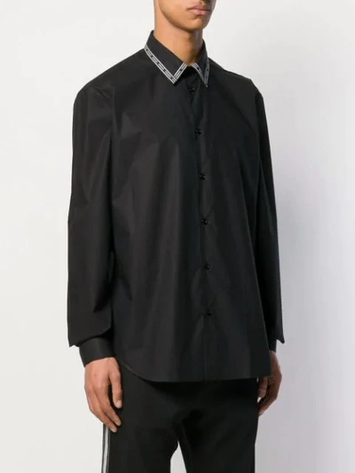 Shop Versace Logo Print Collar Shirt In Black