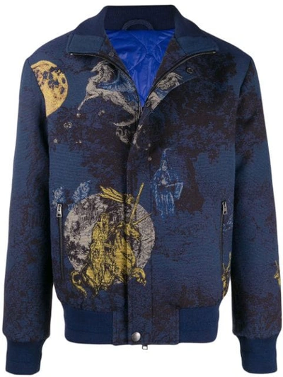 Shop Etro Bomber Jacket With Embroidery In Blue