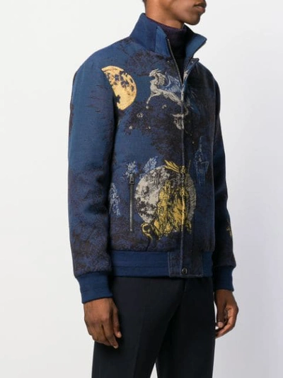 Shop Etro Bomber Jacket With Embroidery In Blue