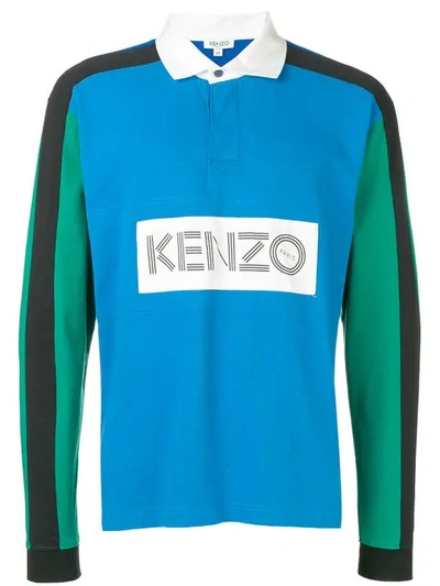 Shop Kenzo Logo Rugby Style Shirt In Blue