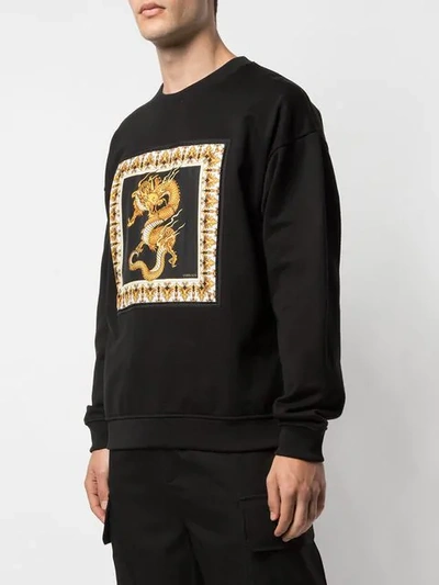 Shop Versace Dragon Print Sweatshirt In Black