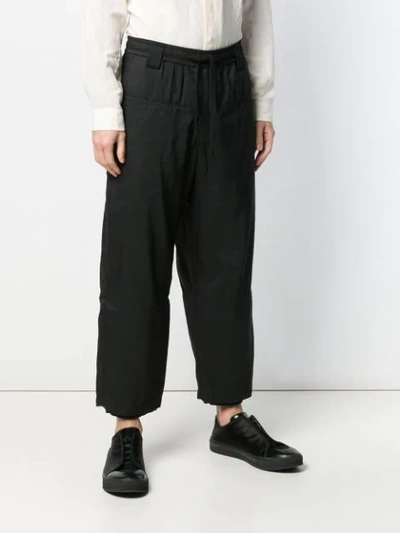 Shop Ziggy Chen Cropped Loose Fit Trousers In Black