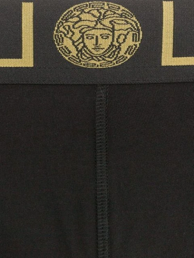 Shop Versace 2 Pack Gold Trim Logo Greek Boxer Shorts In Black