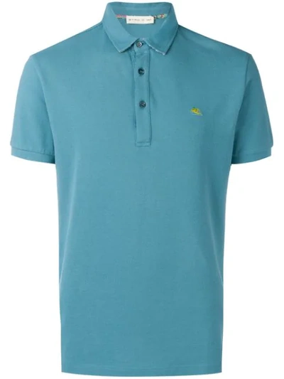 Shop Etro Embroidered Logo Polo Shirt In Blue