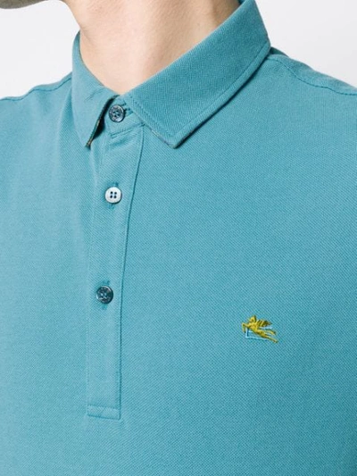 Shop Etro Embroidered Logo Polo Shirt In Blue