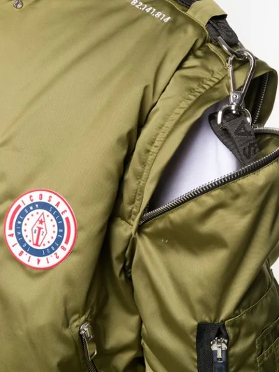 Shop Icosae Cold Shoulder Bomber Jacket - Green