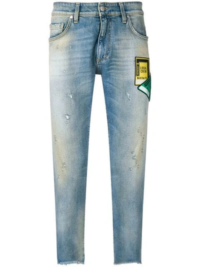 Shop Represent Patchwork Distressed Jeans In Blue