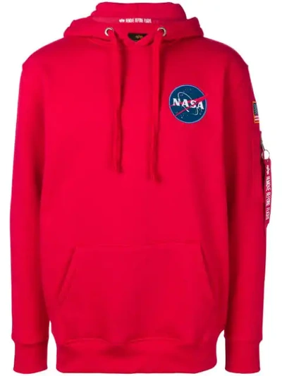 Shop Alpha Industries Nasa Hoodie In Red