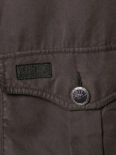 Pre-owned Versace 1980s Cargo Pockets Bomber Jacket In Grey