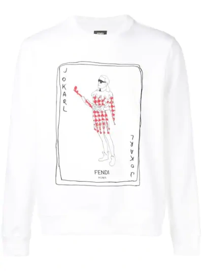 Shop Fendi Jokarl Fashion Show Print Sweatshirt In White