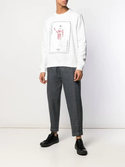 Shop Fendi Jokarl Fashion Show Print Sweatshirt In White