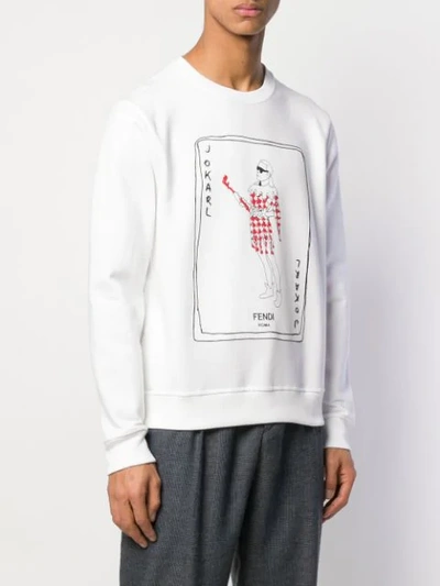 Shop Fendi Jokarl Fashion Show Print Sweatshirt In White
