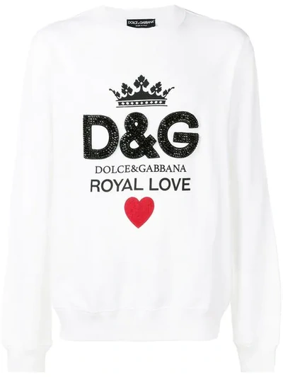 Shop Dolce & Gabbana Logo Print Sweatshirt In White