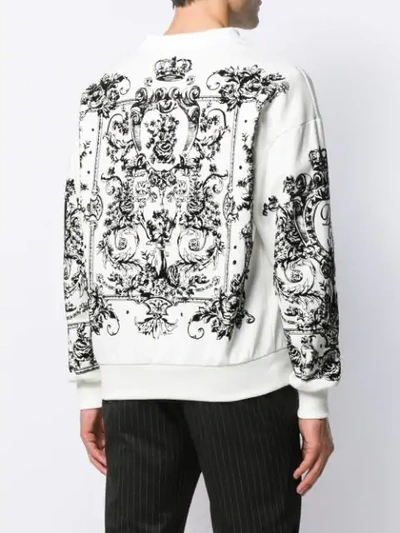 Shop Dolce & Gabbana Floccato Logo Pullover In White ,black