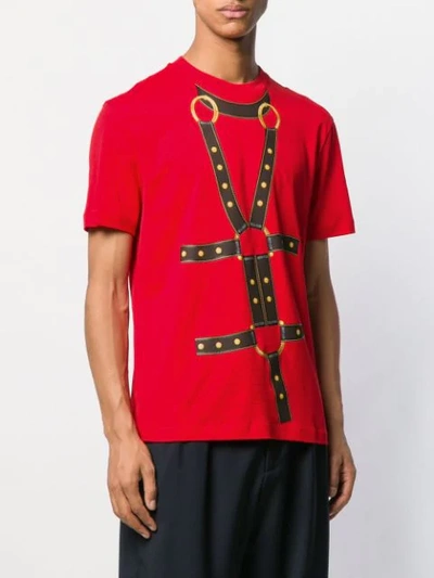 Shop Versace Bondage Print T-shirt In Red