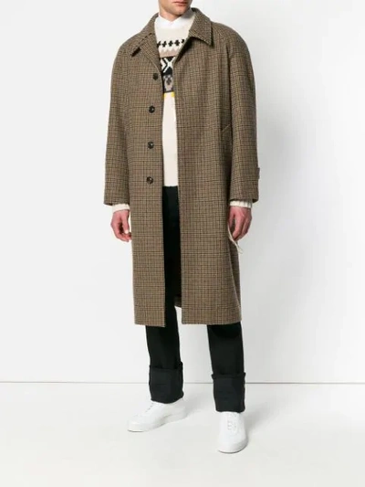 Shop Maison Margiela Houndstooth Rope Fastening Coat In Brown