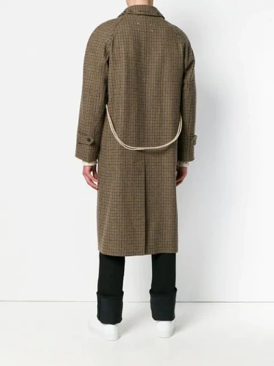 Shop Maison Margiela Houndstooth Rope Fastening Coat In Brown