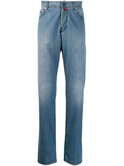 Shop Kiton Stonewashed Straight-leg Jeans - Blue