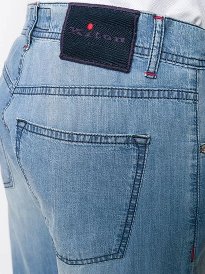 Shop Kiton Stonewashed Straight-leg Jeans - Blue