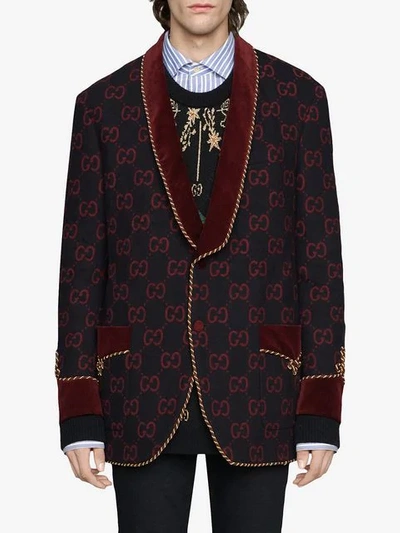 Shop Gucci Gg Flannel Jacket In Blue