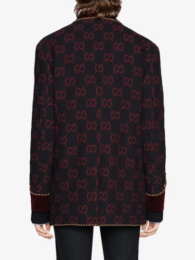 Shop Gucci Gg Flannel Jacket In Blue
