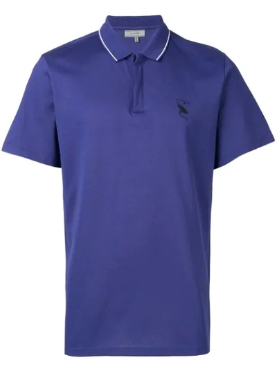 Shop Lanvin Embroidered Polo Shirt In Purple