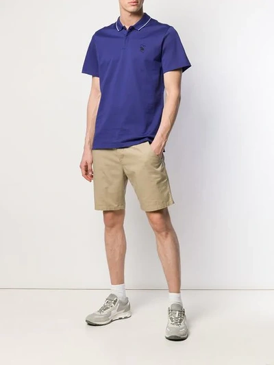 Shop Lanvin Embroidered Polo Shirt In Purple