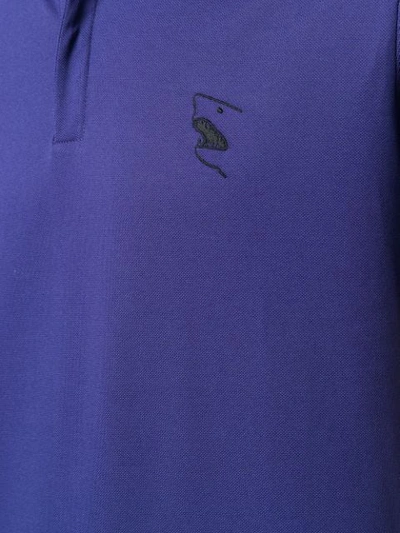 Shop Lanvin Embroidered Polo Shirt In Purple