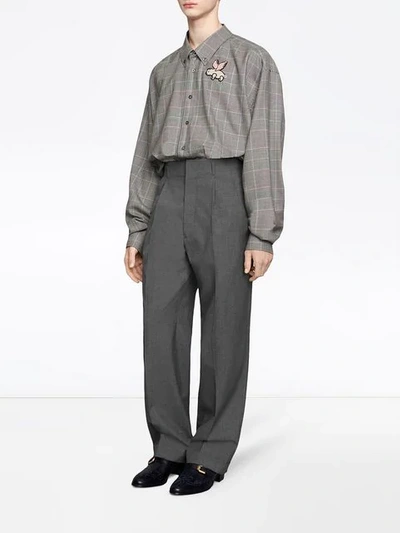 Shop Gucci Oversized-hemd Mit Patch In 1307 Grey