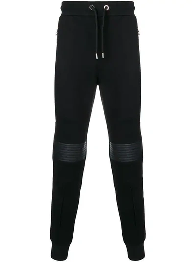 Shop Les Hommes Knee Patch Track Trousers In Black
