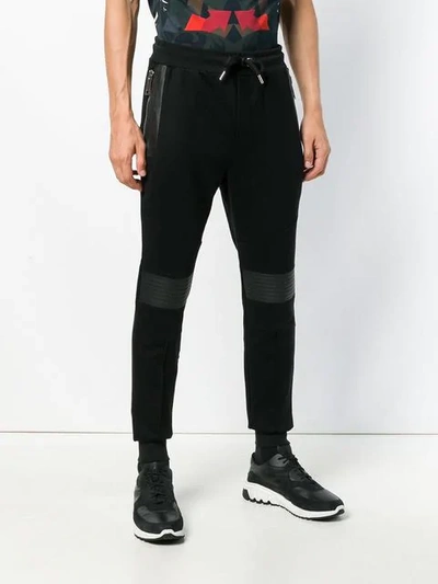 Shop Les Hommes Knee Patch Track Trousers In Black