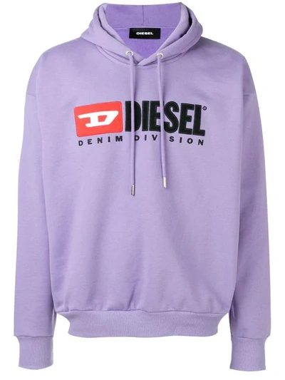 Shop Diesel Basic Logo Hoodie In Purple