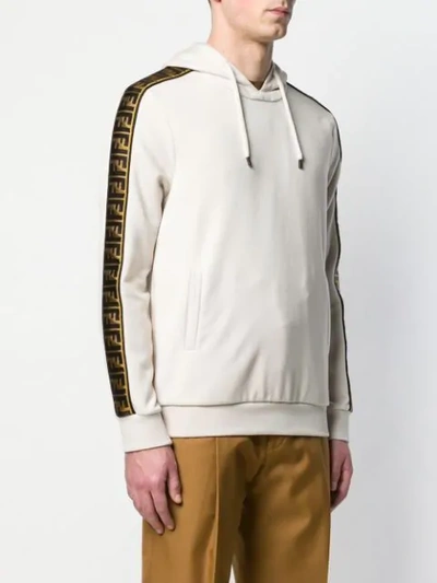 Shop Fendi Ff Band Hoodie In Neutrals