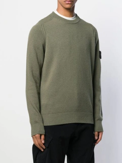 Shop Stone Island Logo Patch Sweater In Green