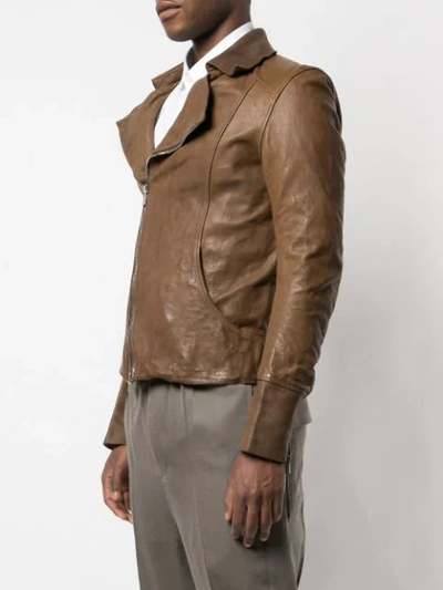 Shop Guidi Leather Biker Jacket In Brown