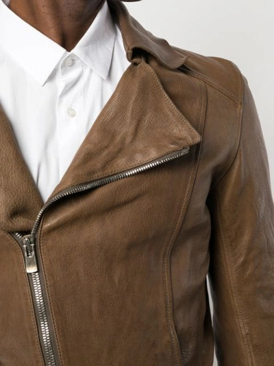 Shop Guidi Leather Biker Jacket In Brown
