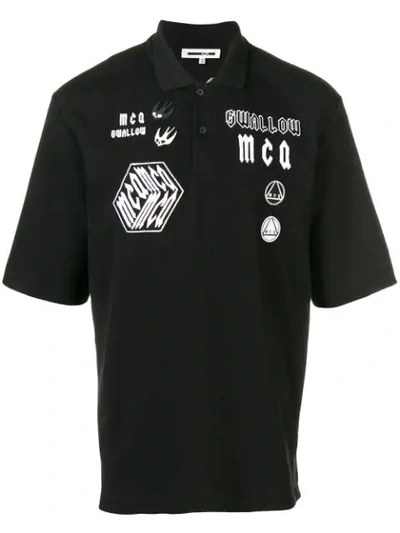 Shop Mcq By Alexander Mcqueen Mcq Alexander Mcqueen Embroidered Appliqué Polo Shirt - Black