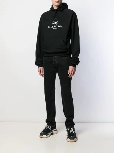 Shop Balenciaga Bb Mode Hoodie In Black