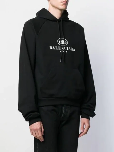 Shop Balenciaga Bb Mode Hoodie In Black