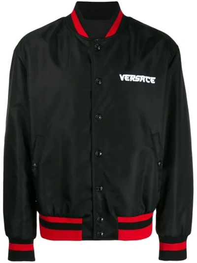 Shop Versace Medusa Head Bomber Jacket In Black