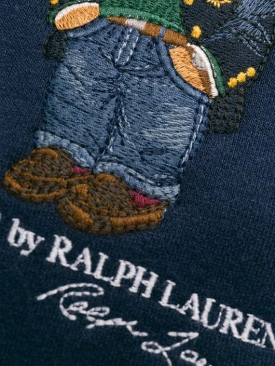 Shop Polo Ralph Lauren Polo Bear Embroidered Hoodie In Blue