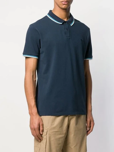 Shop Woolrich Striped Trim Polo Shirt In Blue