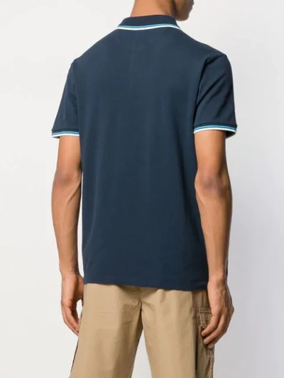 Shop Woolrich Striped Trim Polo Shirt In Blue