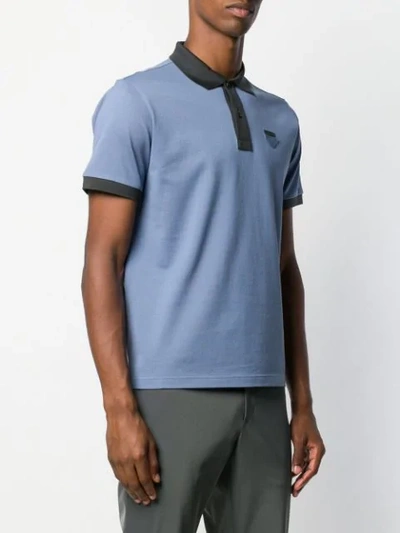 Shop Prada Ribbed Polo T-shirt In Blue