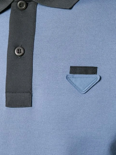 Shop Prada Ribbed Polo T-shirt In Blue