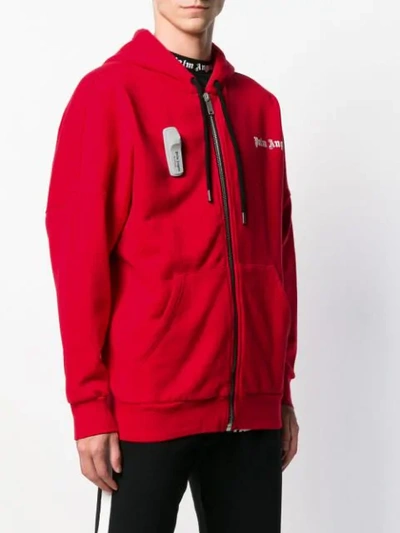 Shop Palm Angels Zipped Logo Hoodie In Red
