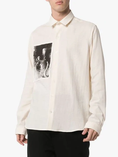 Shop Ann Demeulemeester Printed Patch Shirt In Neutrals