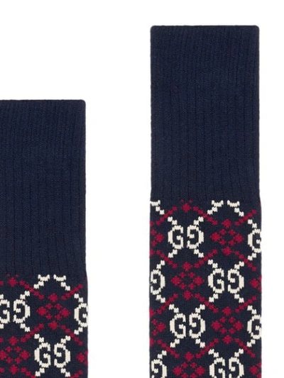 Shop Gucci Gg Diamond Cotton Socks In Blue