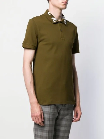 Shop Alexander Mcqueen Embroidered Collar Polo Shirt In Green